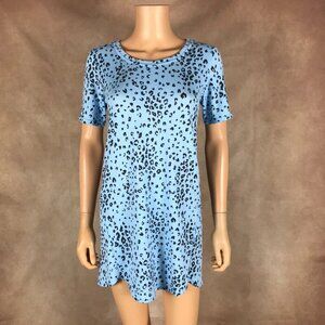 JENNI Blue Cheetah Print Short Sleeve Knit Nightgown NWT XS